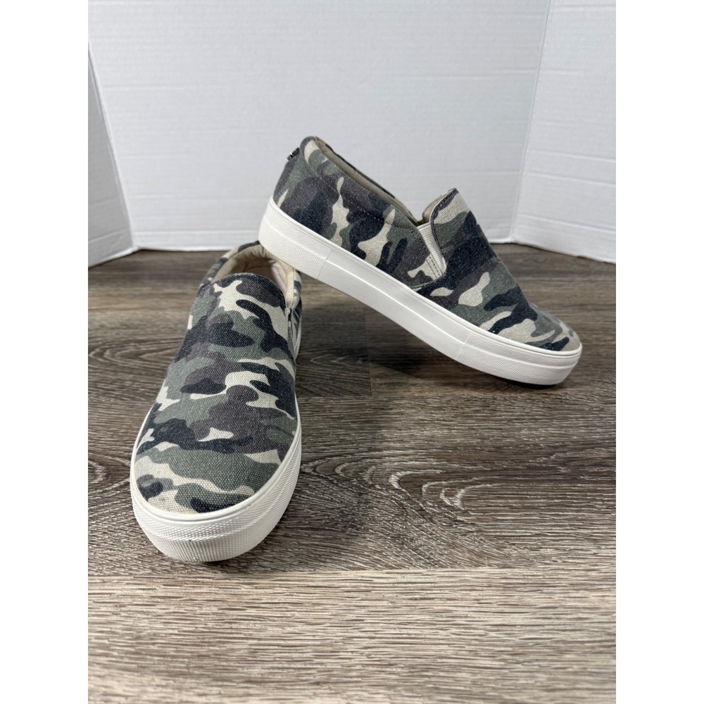 Steve Madden Gills-C Camo Platform Slip On Sneakers Green Grey Womens 9M Chunky